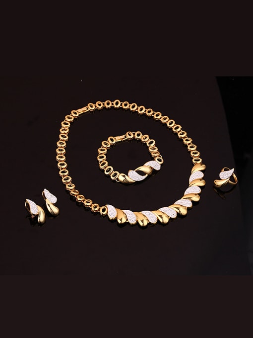 BESTIE Alloy Imitation-gold Plated Fashion Hollow Circle CZ Four Pieces Jewelry Set 1