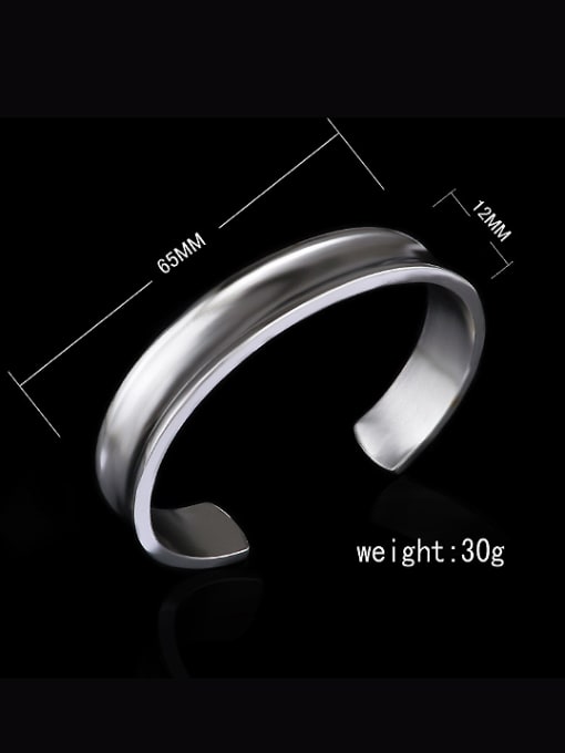 width 12mm Simple Smooth Copper Silver Plated Opening Bangle