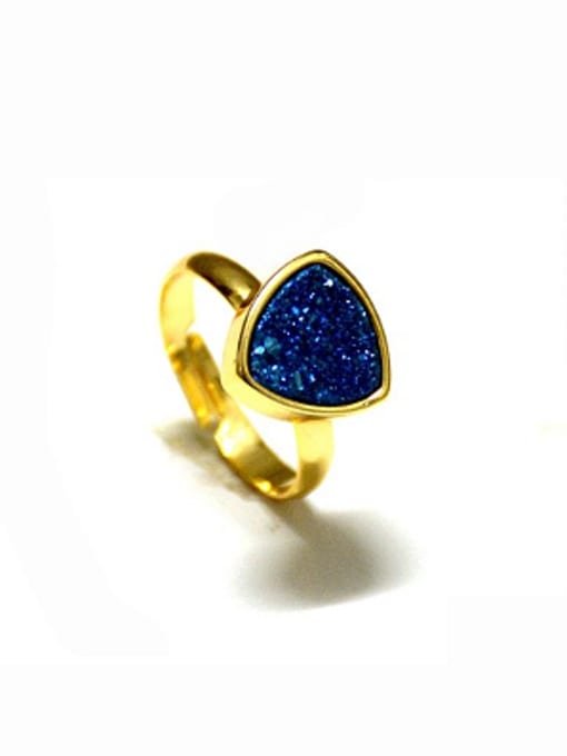Blue Fashion Triangle Natural Crystal Opening Ring