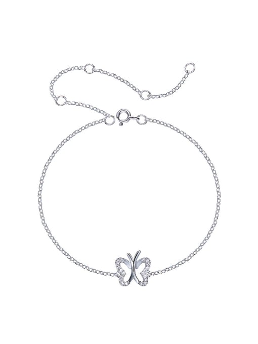 CEIDAI Simple Shiny Tiny Zirconias-covered Butterfly 925 Silver Bracelet 0
