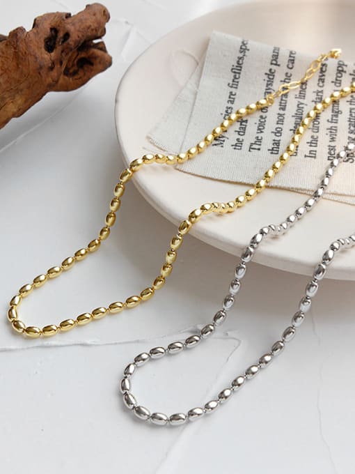 DAKA 925 Sterling Silver With Gold Plated Simplistic Oval Necklaces