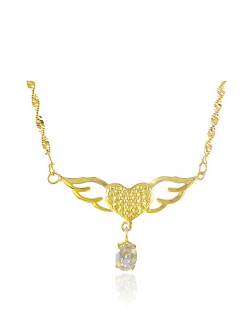 Yi Heng Da Creative 24K Gold Plated Wings Shaped Rhinestone Necklace 0