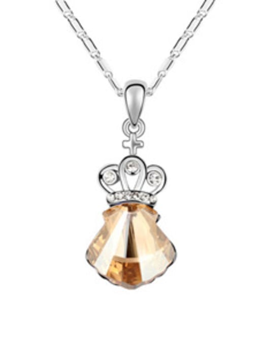 yellow Simple Little Crown Shell-shaped austrian Crystal Alloy Necklace