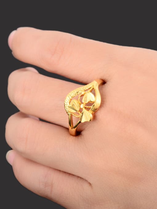 Yi Heng Da Women Exquisite 24K Gold Plated Heart Shaped Copper Ring 2