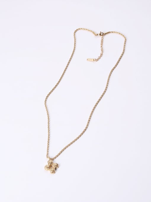 GROSE Titanium With Gold Plated Simplistic Cross Necklaces 2