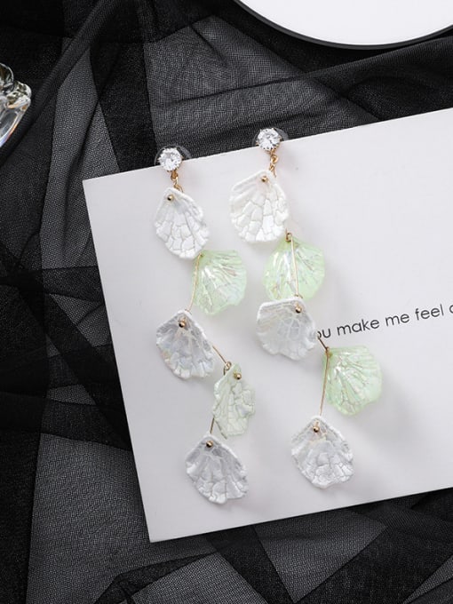 A Green Alloy With Rose Gold Plated Punk Flower Drop Earrings