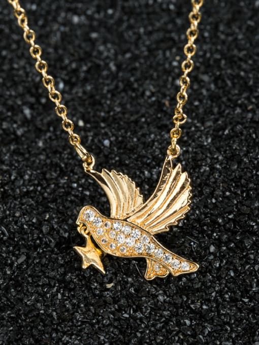 Golden Exquisite Gold Plated Bird Shaped Rhinestones Necklace