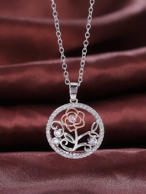 platinum Copper With Platinum Plated Simplistic Flower Necklaces