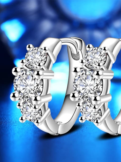 Platinum Fashion Geometric Noble AAA Zircons Fashion Women Clip Earrings