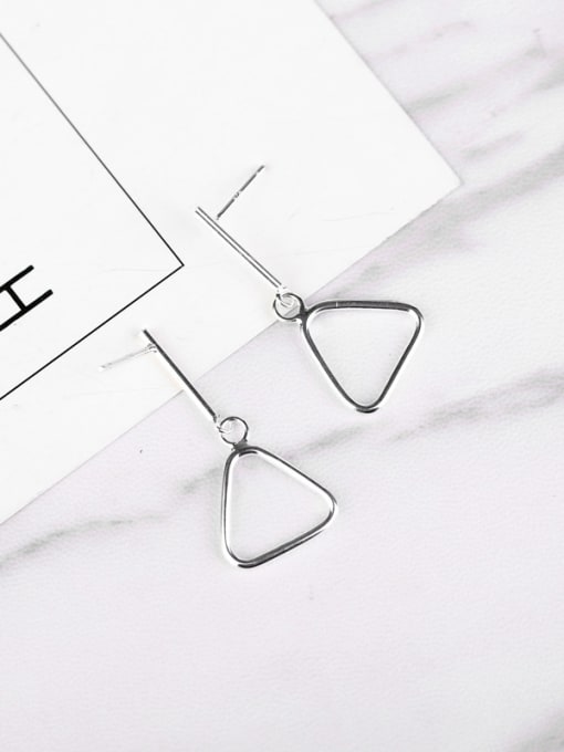 Peng Yuan Fashion Hollow Triangle Silver Earrings 0