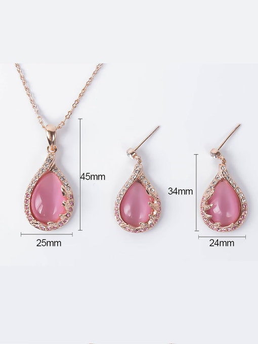BESTIE Alloy Rose Gold Plated Fashion Water Drop shaped Opal Two Pieces Jewelry Set 3