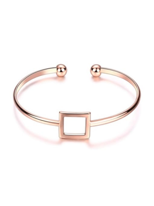Rose Gold Exquisite Square Shaped Open Design Bangle