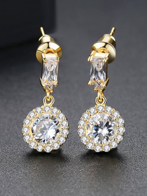 18K-Gold Copper inlaid AAA zircon personality 18K-Gold Earrings
