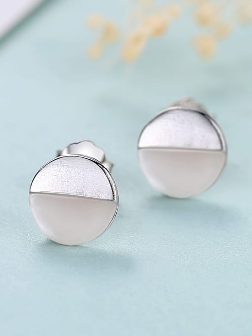 CCUI 925 Sterling Silver With Enamel Simplistic Round Stud Earrings 3