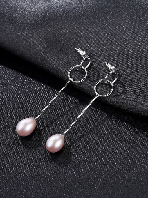 CCUI Pure silver double ring design natural pearl earrings 0
