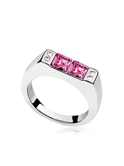 QIANZI Simple Little Square austrian Crystals Alloy Ring 0