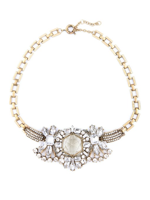 KM Retro Style Flower-Shaped Gemstones Alloy Necklace