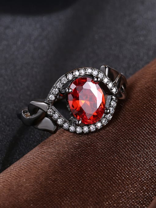 OUXI Fashion Red Stone Rhinestones Ring 2