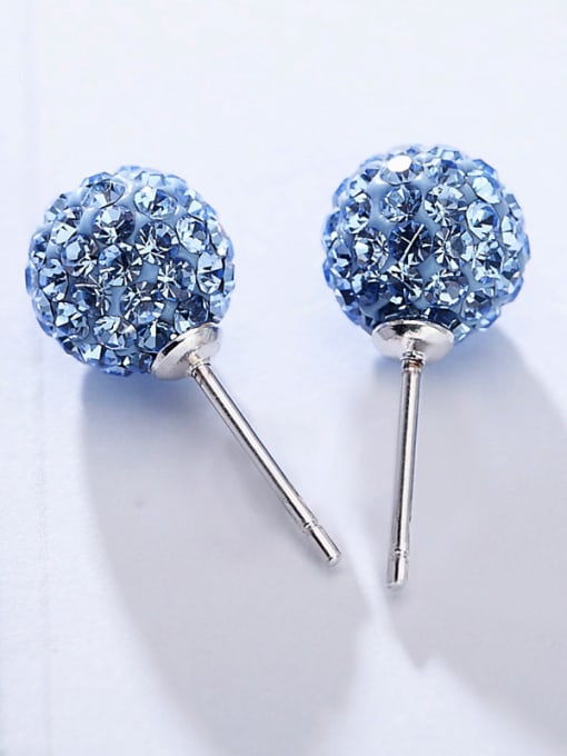 Blue S925 Silver 18K White Gold Austria Crystal stud Earring