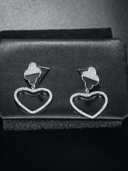Mo Hai Copper With Platinum Plated Cute Heart Drop Earrings 2