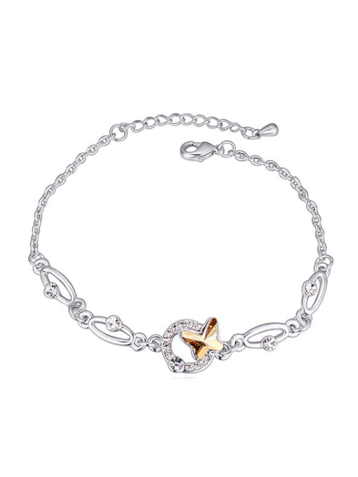 gold Simple Butterfly austrian Crystals Platinum Plated Bracelet