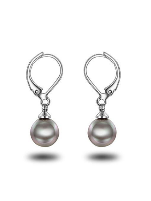 white gold Elegant Platinum Plated Shell Copper Drop Earrings