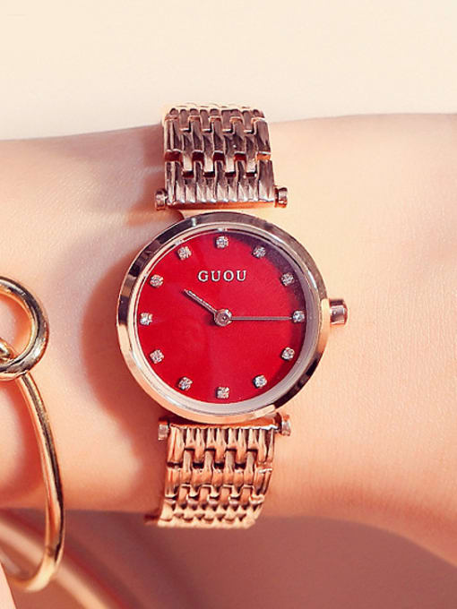 red GUOU Brand Classical Numberless Watch