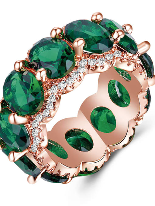 Emerald Copper With Cubic Zirconia  Luxury Round Band Rings