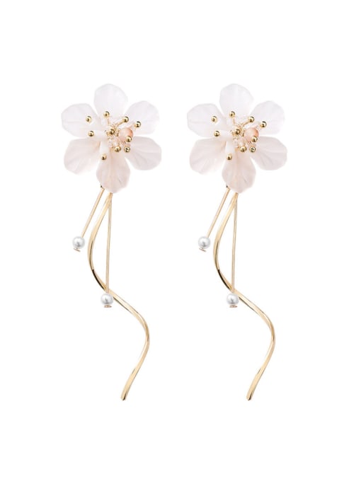 Drawing Paragraph Alloy With Rose Gold Plated Fashion Flower Drop Earrings