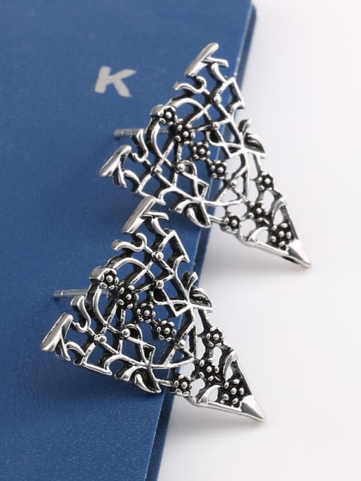 Silver Punk style Hollow Personalized Alloy Stud Earrings