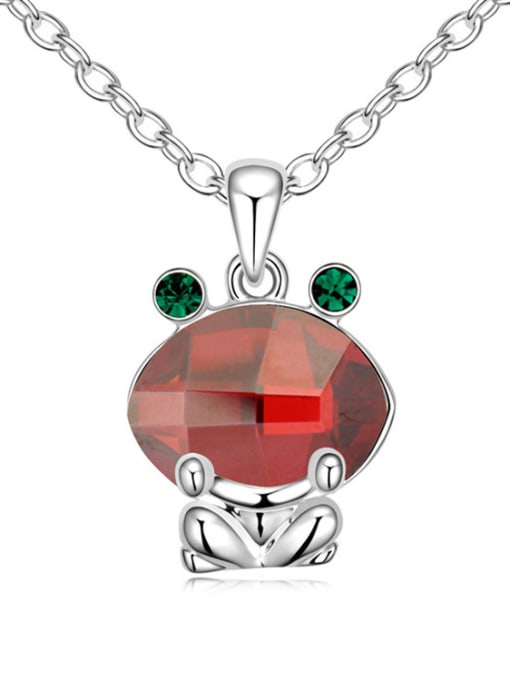 red Personalized austrian Crystals Frog Pendant Alloy Necklace