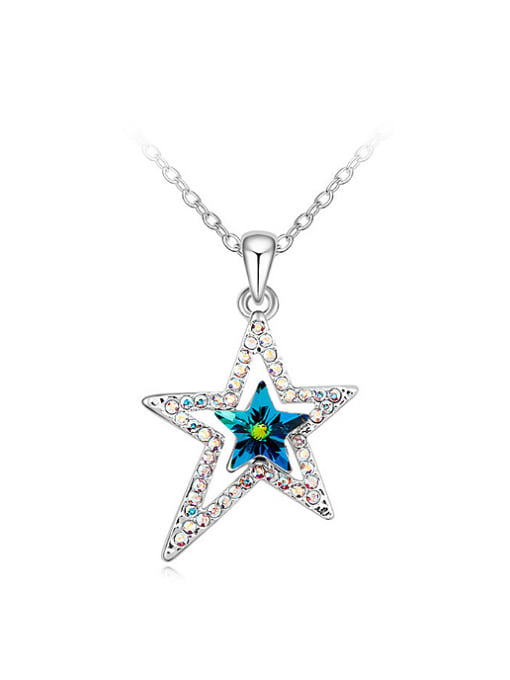 QIANZI Simple austrian Crystals-covered Star Pendant Alloy Necklace 0