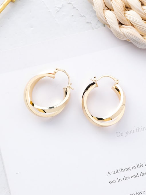A gold Alloy With Gold Plated Simplistic Square Earrings