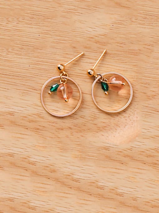 Girlhood Alloy With Rose Gold Plated Simplistic Round Cherry Drop Earrings 2