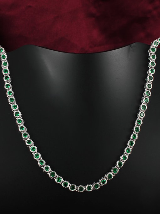 SANTIAGO Exquisite Green Platinum Plated Zircon Necklace 2