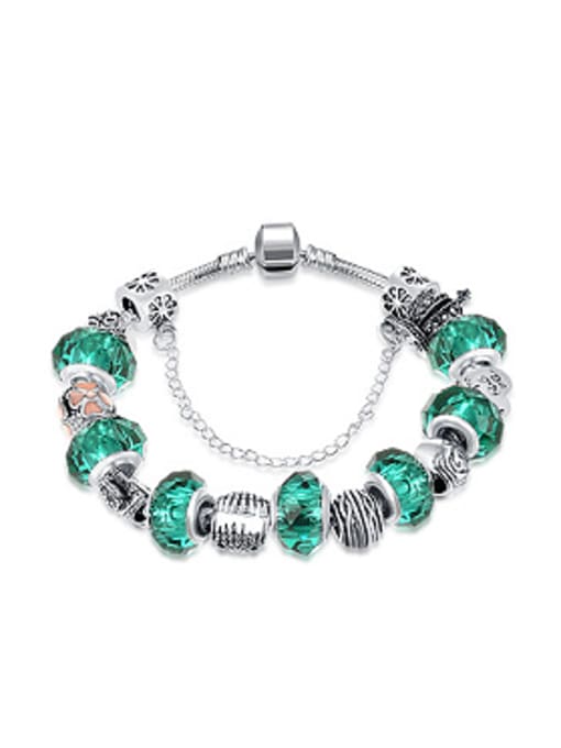 OUXI Fashion Beads Green Glass Bracelet 0