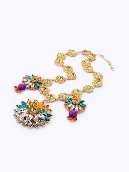 KM Colorful Flower Artificial Stones Alloy Necklace 3
