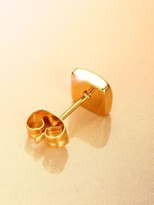 CONG Fashionable Gold Plated Square Shaped Rhinestone Stud Earrings 2