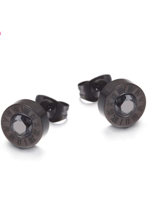 Black Europe And The United States Of Rome Digital Titanium Anti Allergy With Crystal stud Earring