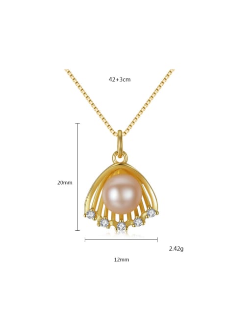 CCUI Sterling silver scallop freshwater pearl golden necklace 3