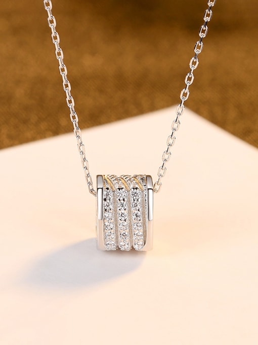 CCUI 925 Sterling Silver With Platinum Plated Simplistic Geometric Necklaces 2