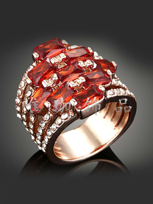 Wei Jia Fashion Exaggerated Zirconias White Rhinestones Copper Ring 0