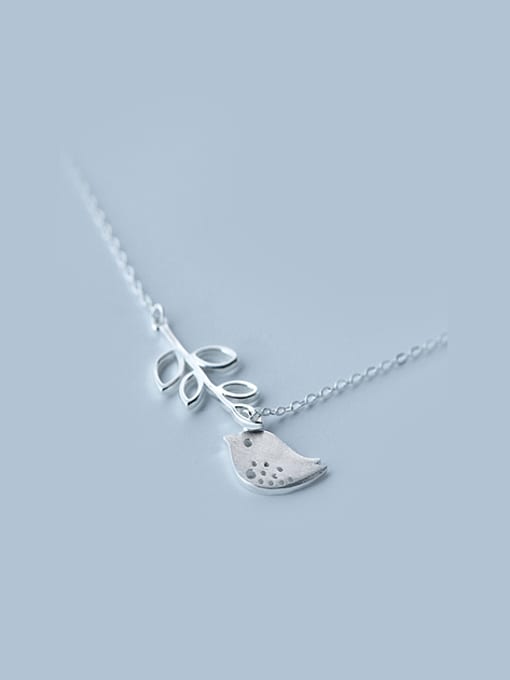 Rosh S925 Silver lovely birds on leaves adjectable necklace 0