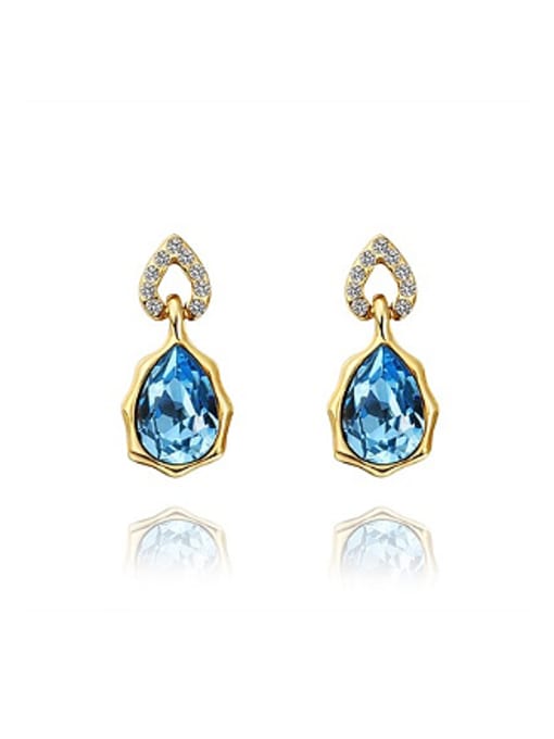 Gold Fashion Crystal Water Drop Stud Earrings