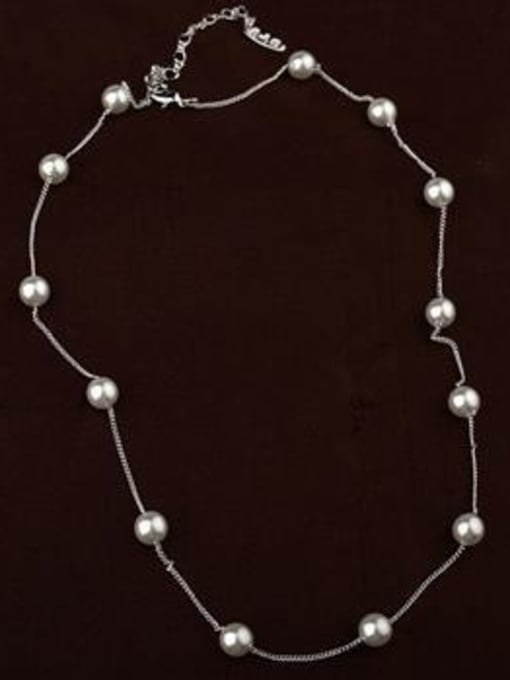 White Gold White Beads Alloy With 18k Rose Gold Plated Fashion imitation pearl  Necklaces
