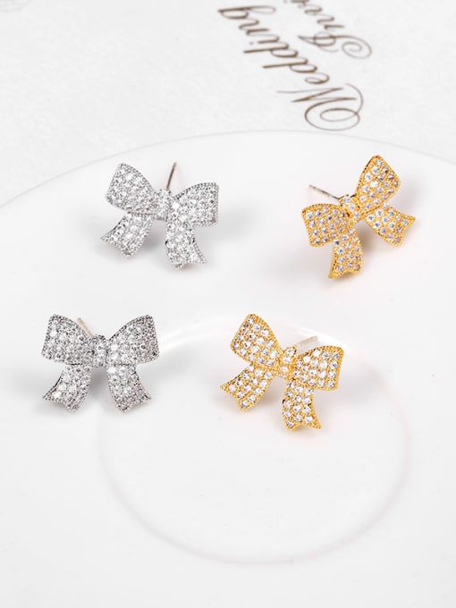 Mo Hai Copper With Cubic Zirconia Cute Butterfly Stud Earrings 4