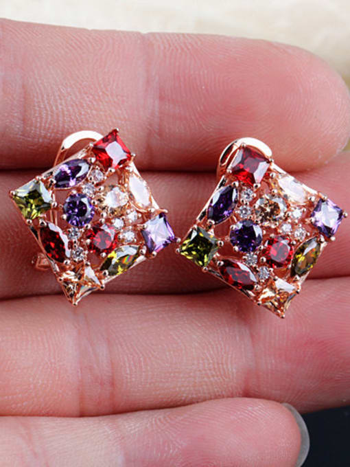 Qing Xing Monalisa Cluster earring ,Colorful Zircon Mosaic Of AAA ,Fashion 2