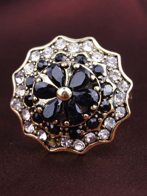 Gujin Classical Retro Resin stones Crystals Flowery Alloy Ring 3