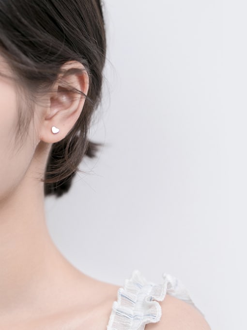 Rosh Sterling silver minimalist mini peach heart Beads stud earrings 1