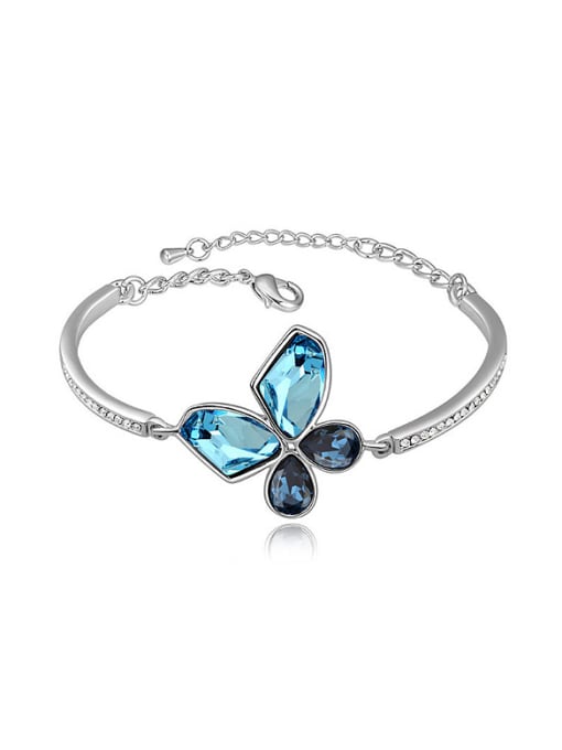blue Simple austrian Crystals Flowery Alloy Bangle